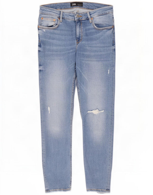 Zara Jeans ajustados desgastados para mujer EU 40 Medium W30 L26 Azul
