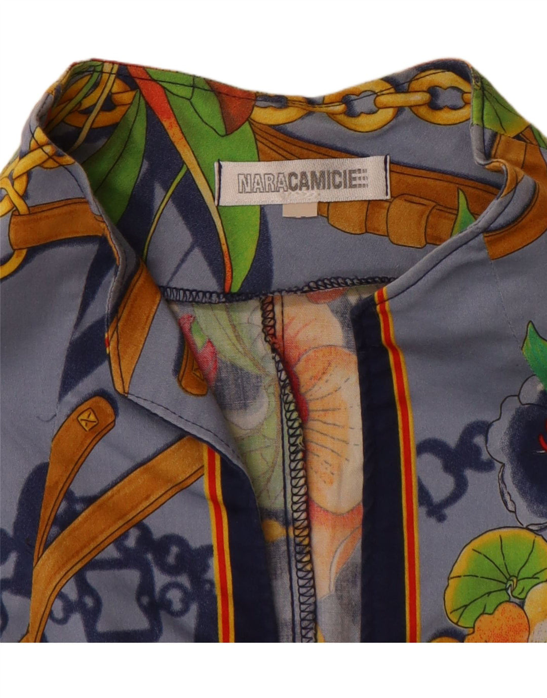 NARACAMICIE Blusa gráfica de manga 3/4 para mujer UK 46 Grande Azul Floral