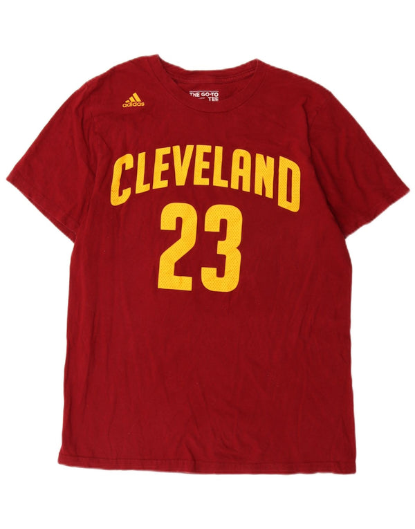 Adidas Mens Cleveland Graphic Camiseta Top Medio Rojo Algodón
