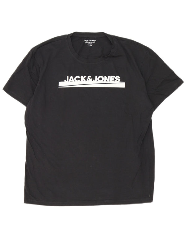 Jack & Jones Hombre Camiseta Gráfica Top XL Algodón Negro