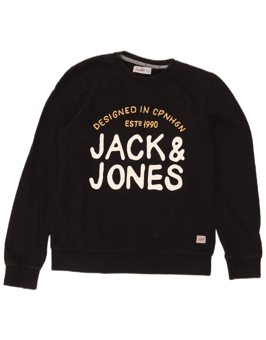 Jack & Jones Hombre Sudadera Gráfica Jumper Medium Negro Algodón