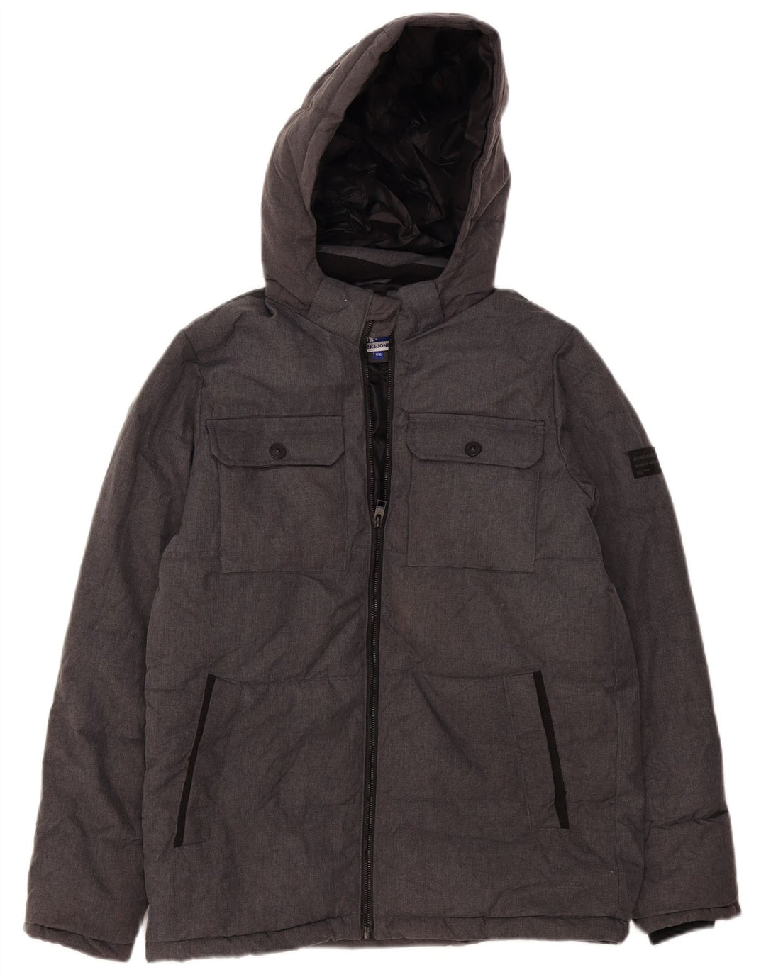Jack & Jones Chaqueta acolchada con capucha para niños 15-16 años Gris jaspeado