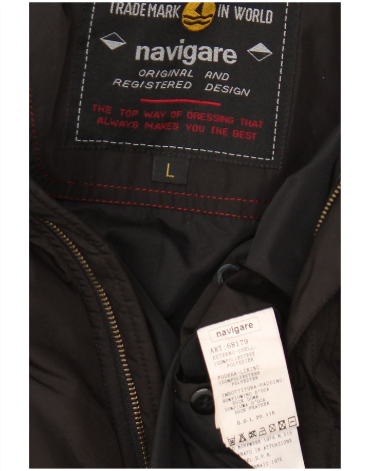 Navigare Parka con capucha para hombre UK 40 Large Poliéster negro