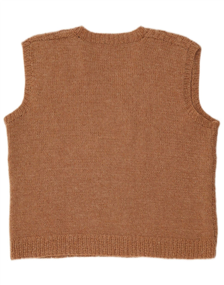 Vintage Hombres Chaleco Tank Top Marrón Medio