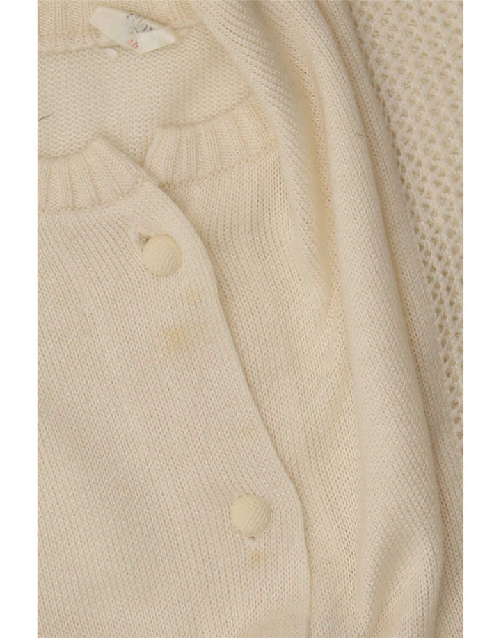 Vintage mujer Cardigan suéter IT 46 grande de poliacrílico blanco apagado