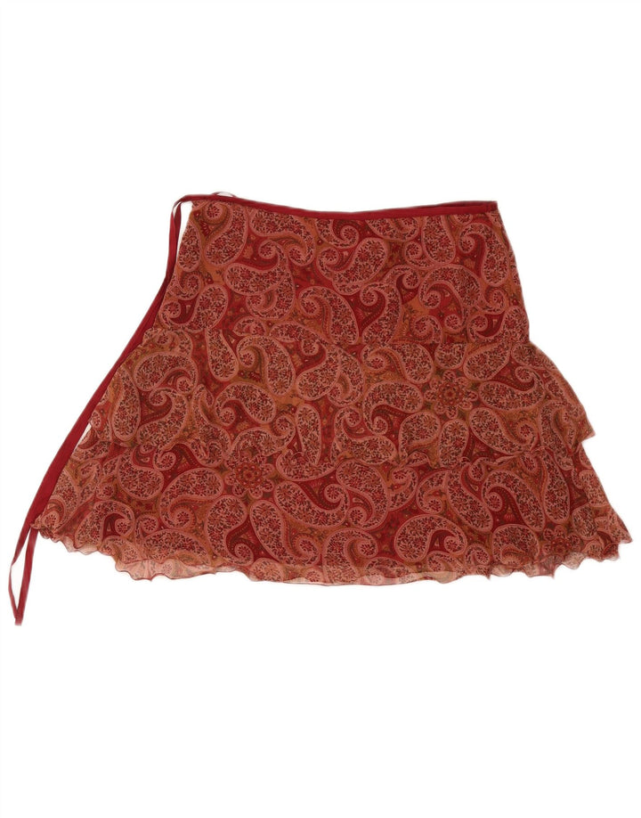 Blunauta Minifalda para mujer IT 42 Medium W30 Borgoña Paisley Seda