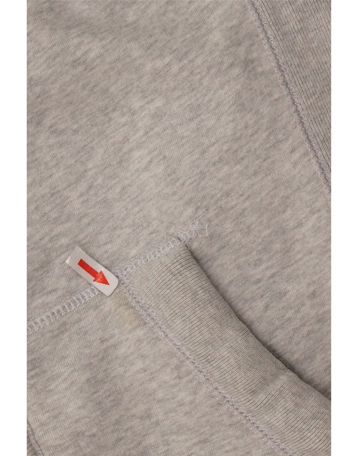 SUPERDRY Suéter con capucha y cremallera gráfica para hombre pequeño de algodón gris