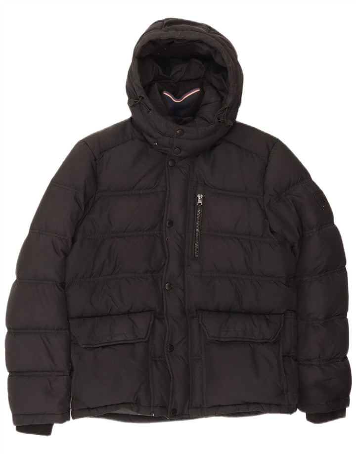 Tommy Hilfiger Chaqueta acolchada con capucha para hombre UK 38 Algodón gris medio