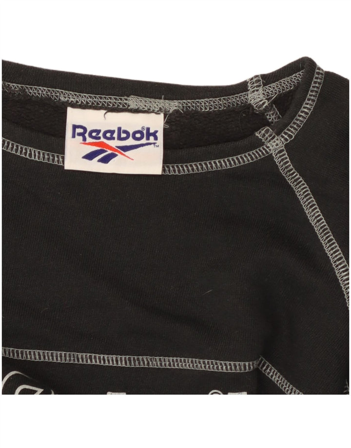 REEBOK Camiseta corta con gráfico para mujer UK 40 Mediana Algodón negro