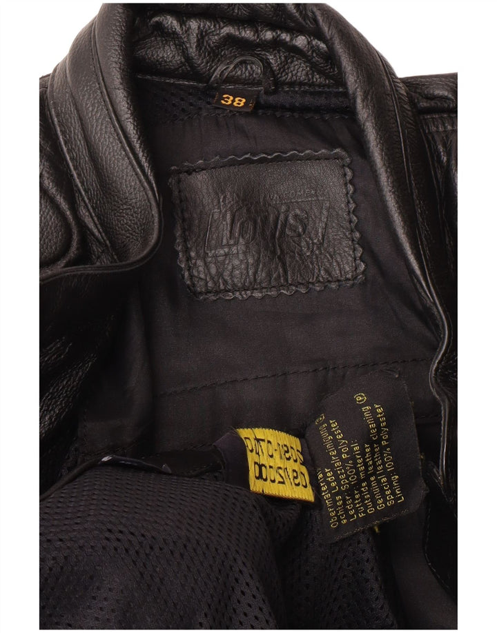 Louis Chaqueta de cuero estilo motor para mujer EU 38 Cuero negro mediano
