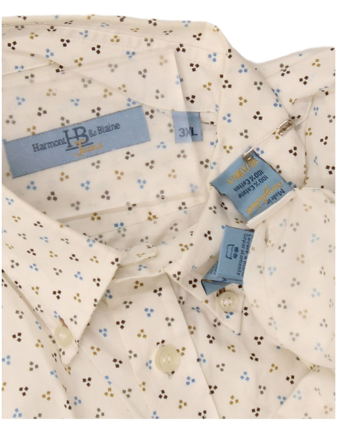 HARMONT & BLAINE Camisa para hombre 3XL Algodón moteado blanco roto