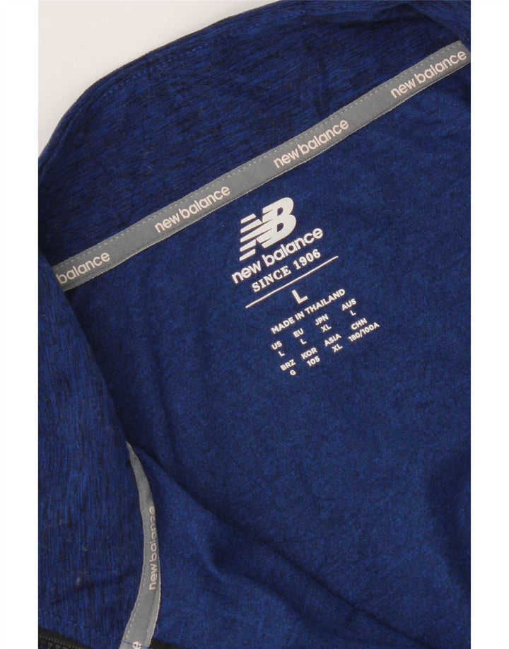 New Balance Hombre Zip Neck Jersey Chándal Top Grande Azul Moteado