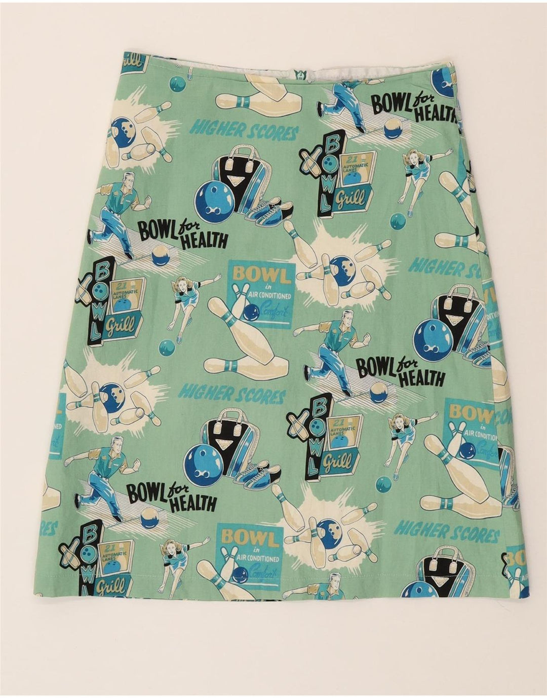VINTAGE Womens Graphic A-Line Skirt Small W27  Turquoise Vintage Vintage and Second-Hand Vintage from Messina Hembry 