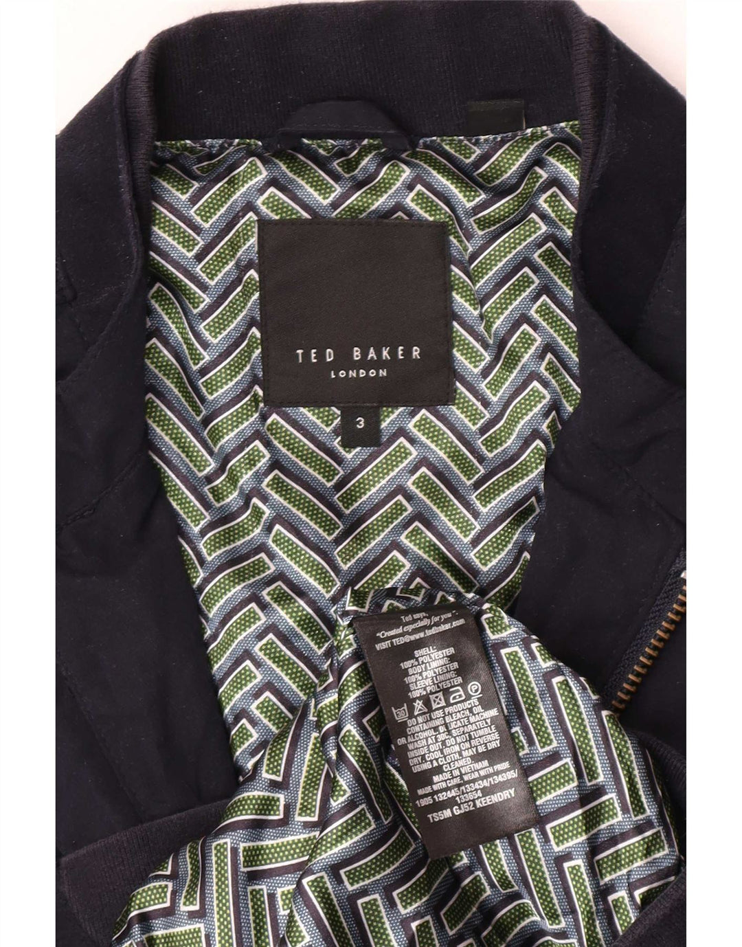 Ted Baker Chaqueta Bomber para Hombre Talla 3 Mediana Azul Marino Poliéster