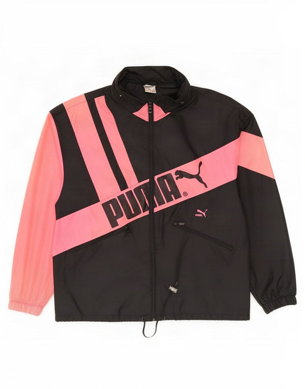 Puma Chaqueta impermeable con capucha gráfica para hombre UK 40 Large Black Colourblock