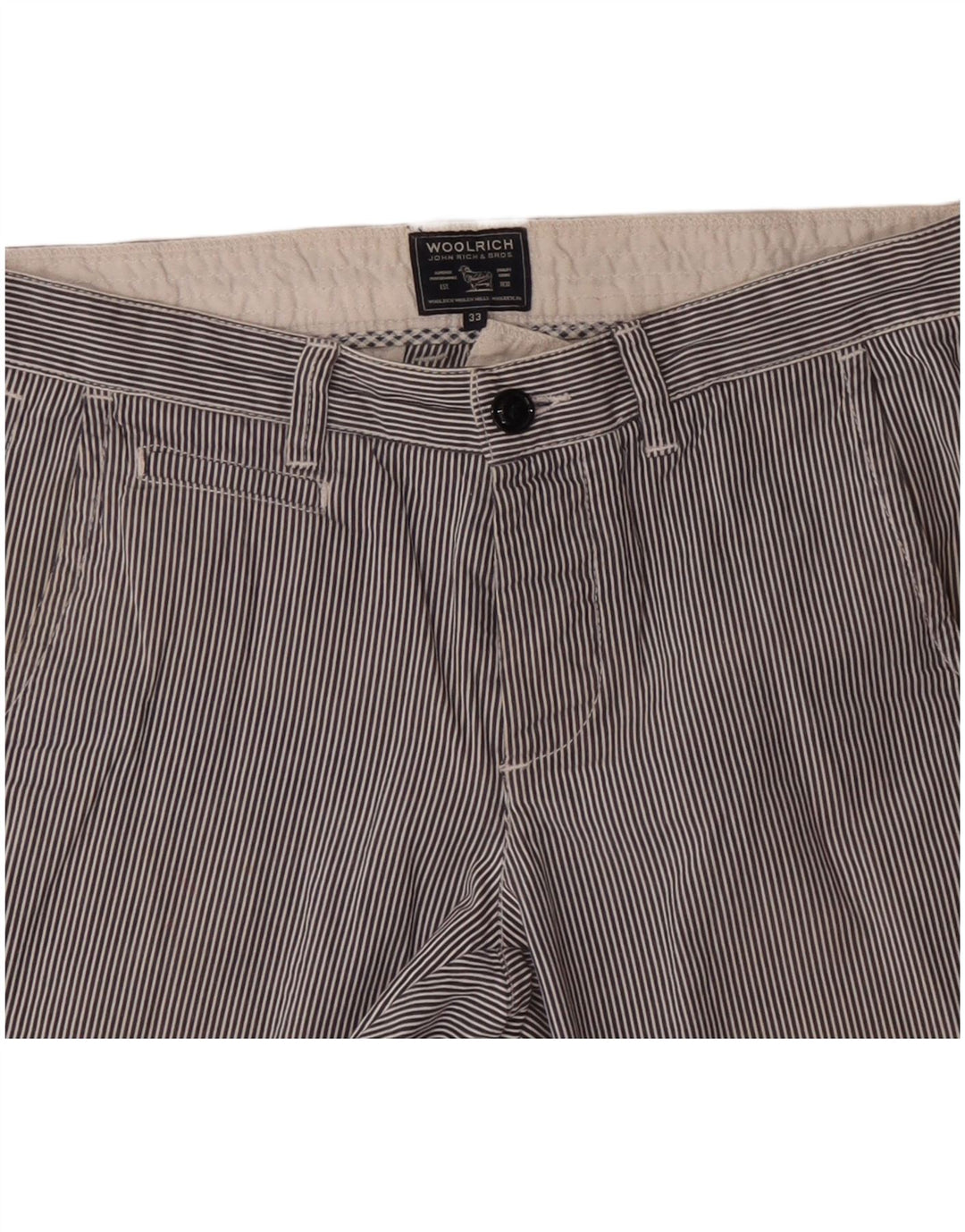 Woolrich Pantalones cortos chinos para hombre W33 Algodón a rayas azul marino mediano