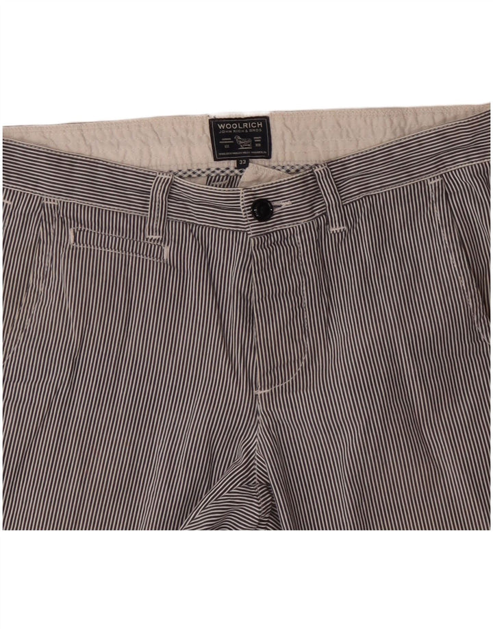 Woolrich Pantalones cortos chinos para hombre W33 Algodón a rayas azul marino mediano
