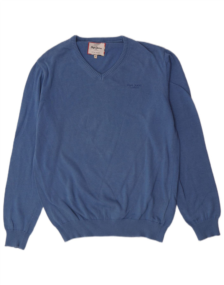PEPE Jeans Jersey con Cuello en V para Hombre Algodón Azul Medio