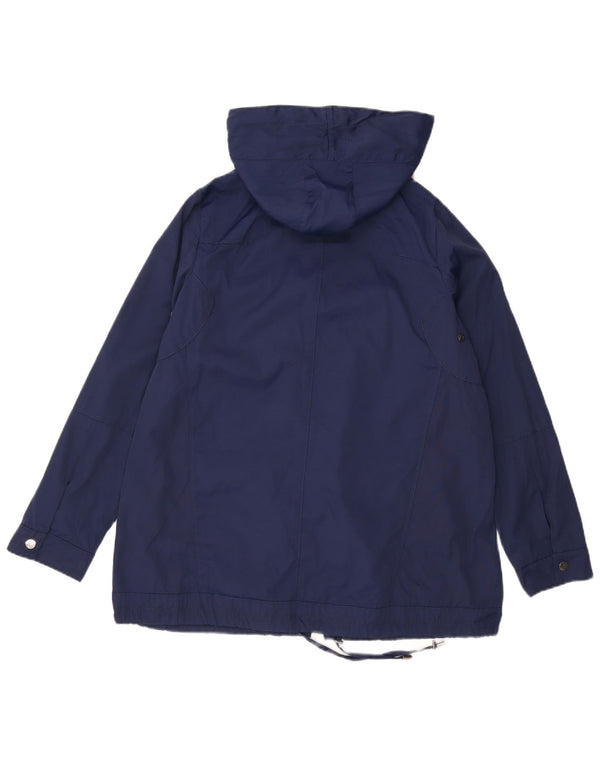 Zara Mujer Parka Con Capucha Chaqueta UK 40 Mediana Azul Marino Nylon