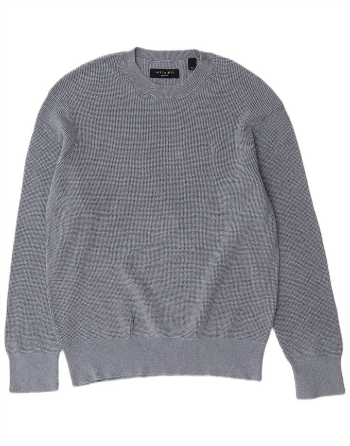 ALL SAINTS Jersey de cuello redondo para hombre de algodón azul medio