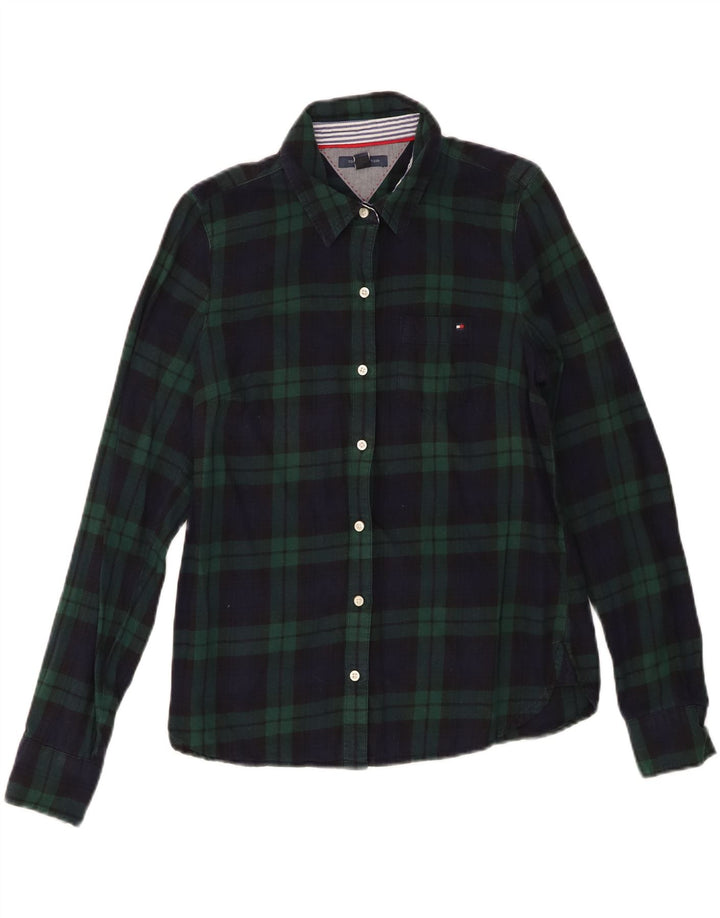 Camisa Tommy Hilfiger para mujer Reino Unido 12 Algodón a cuadros azul marino mediano