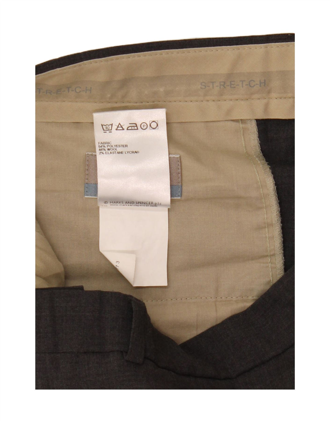 Marks & Spencer Pantalones de traje rectos a medida para hombre W34 L29 Poliéster gris