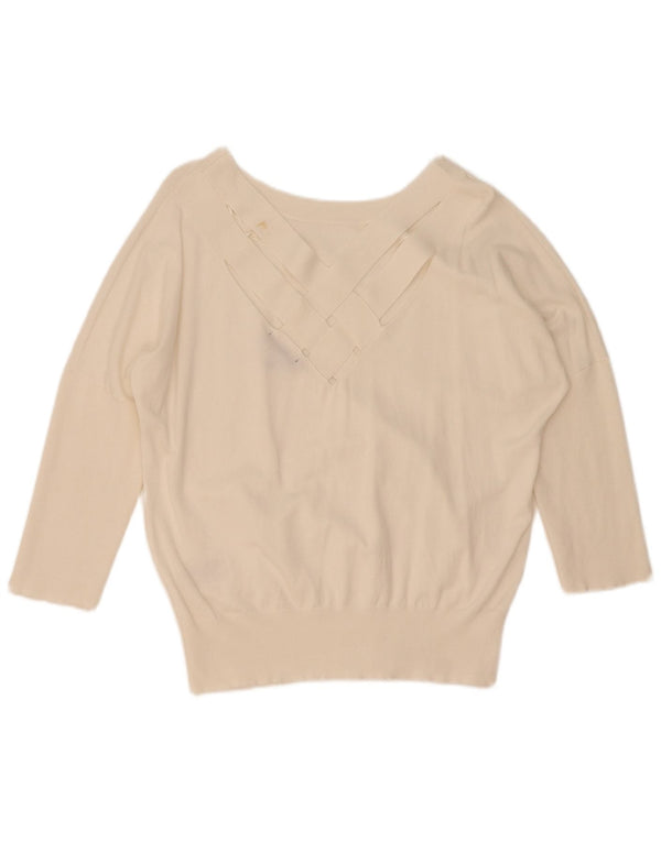 Phase Eight Suéter tipo jersey para mujer con manga 3/4 y cuello barco UK 10 Small Off Whit