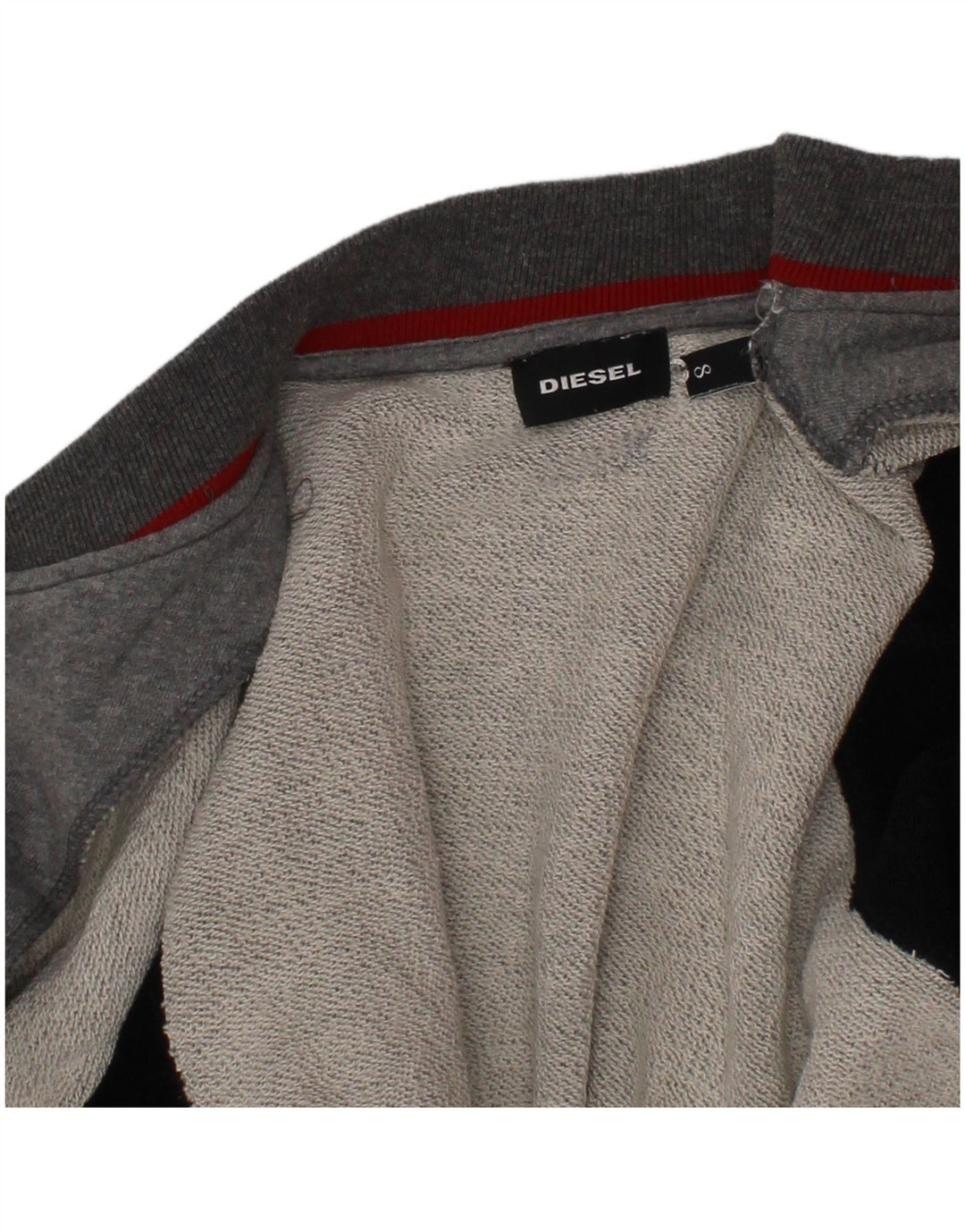 Diesel Chaqueta universitaria estampada para niños 7-8 años Gris color block