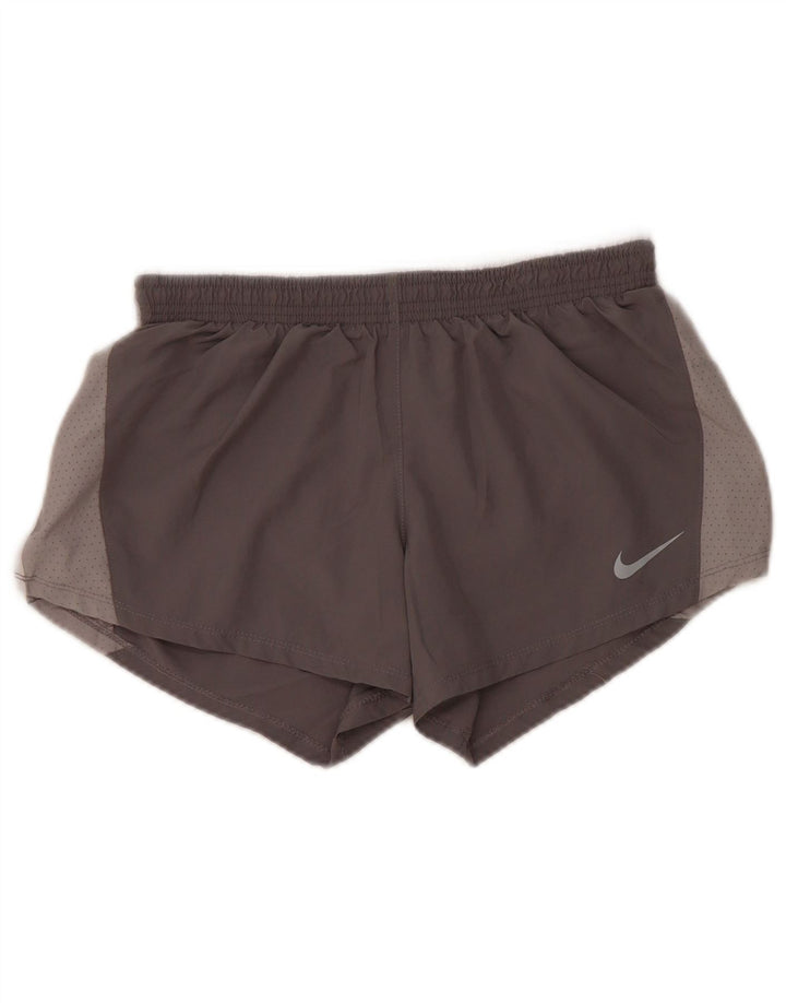 Nike - Pantalones cortos deportivos Dri Fit para mujer, talla 10, poliéster gris pequeño