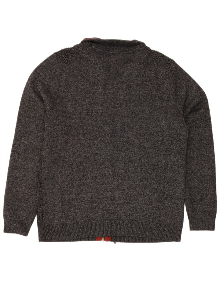 TED BAKER Suéter tipo cárdigan para hombre Talla 4 Poliéster gris grande