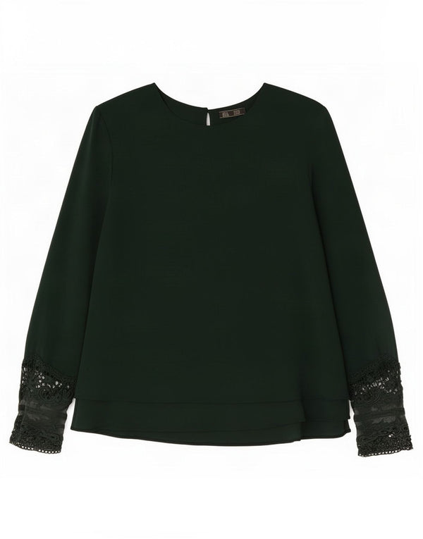 Zara Mujer Trafaluc Blusa De Manga Larga Top UK 10 Small Verde