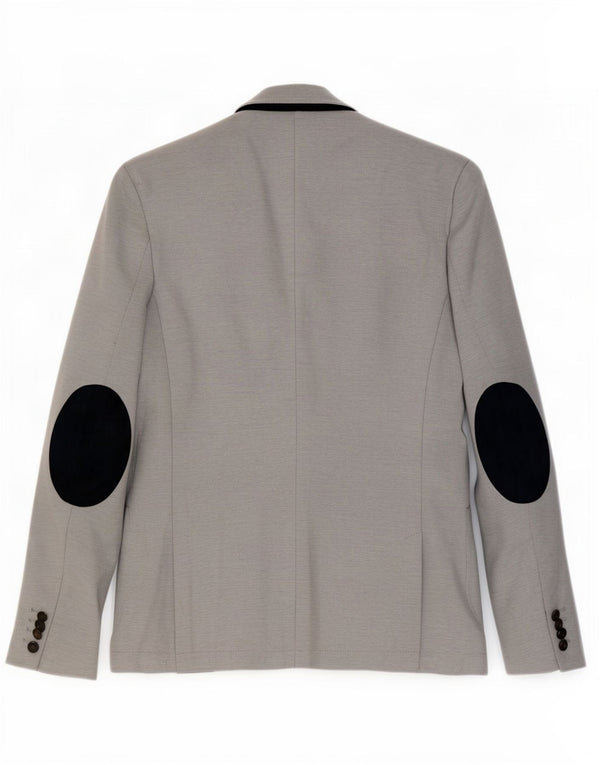 Zara Chaqueta tipo blazer de 2 botones para hombre EU 52 Grande Gris Colorblock Poliéster