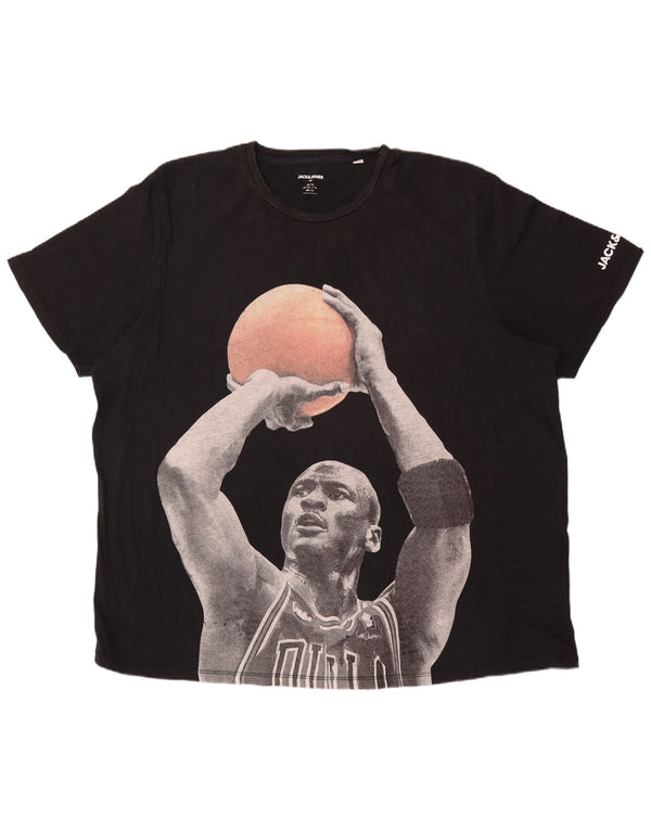 Jack & Jones Camiseta estampada Michael Jordan para hombre Top 3XL Algodón negro