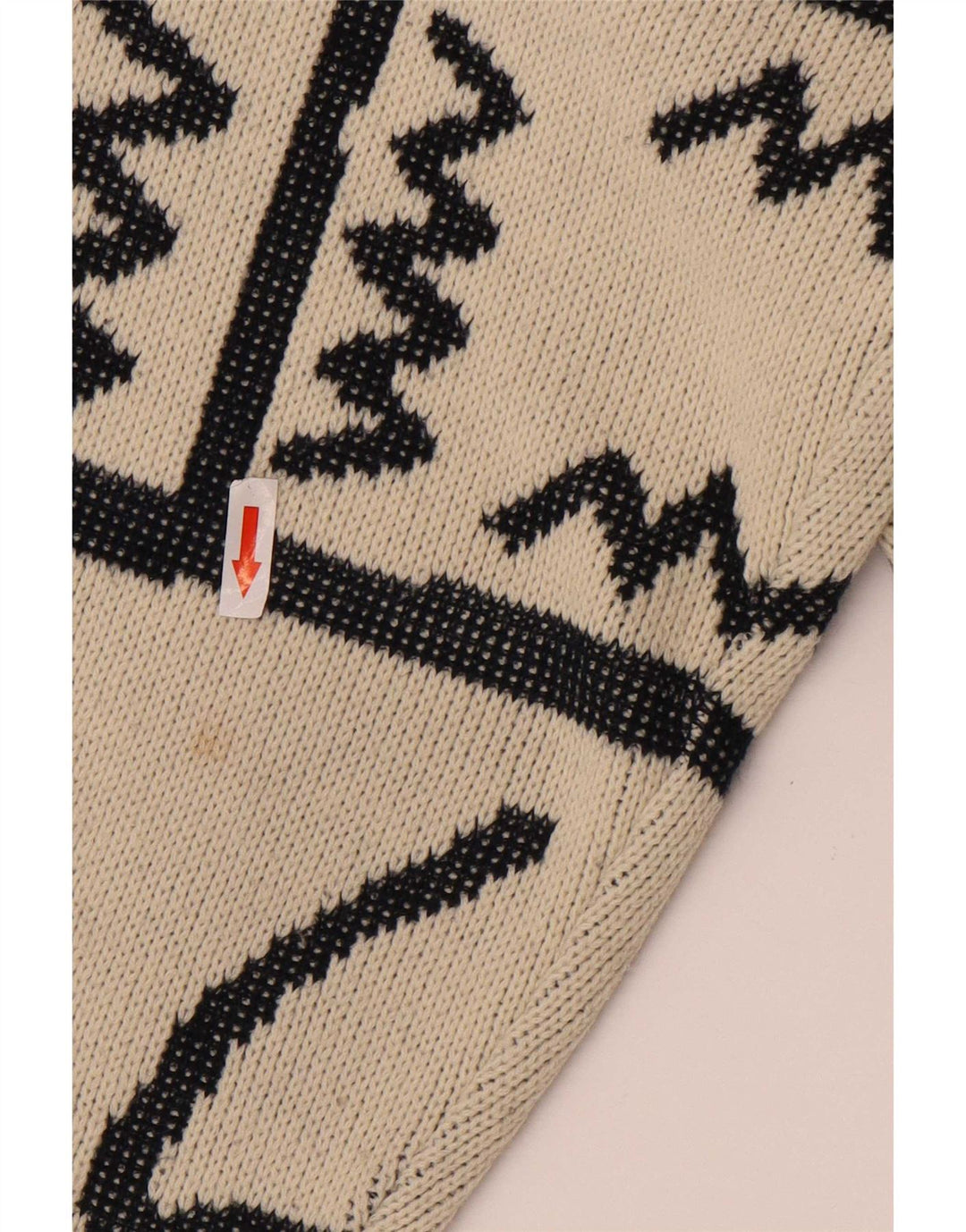 Vintage hombres patrón abstracto cuello redondo jersey suéter grande beige