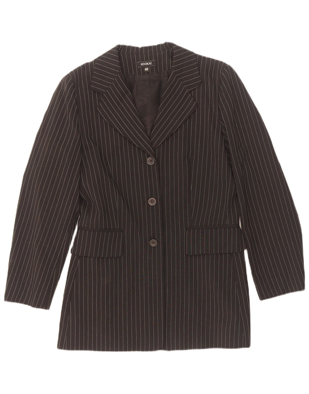 Kookai Chaqueta tipo blazer de 3 botones para mujer EU 40 Poliéster a rayas negras medianas