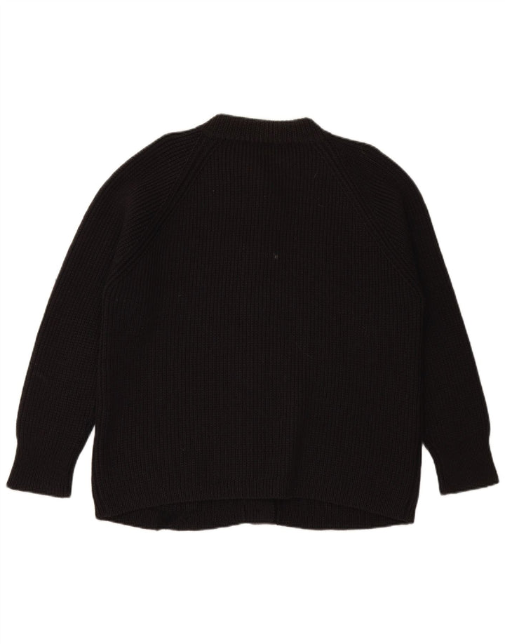 VINTAGE Mujer Cardigan Suéter Reino Unido 16 Grande Negro Nueva Lana