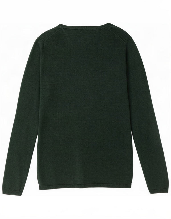 Tommy Hilfiger Suéter con cuello en V para mujer UK 10 Small Green Wool
