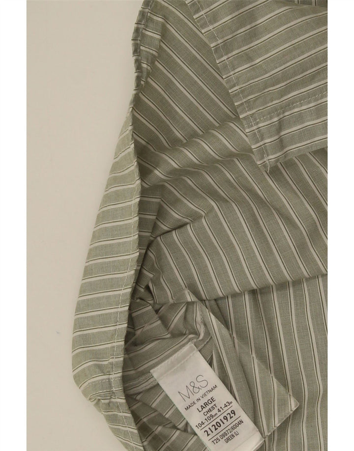 Camisa Marks & Spencer para hombre de algodón a rayas caqui grande