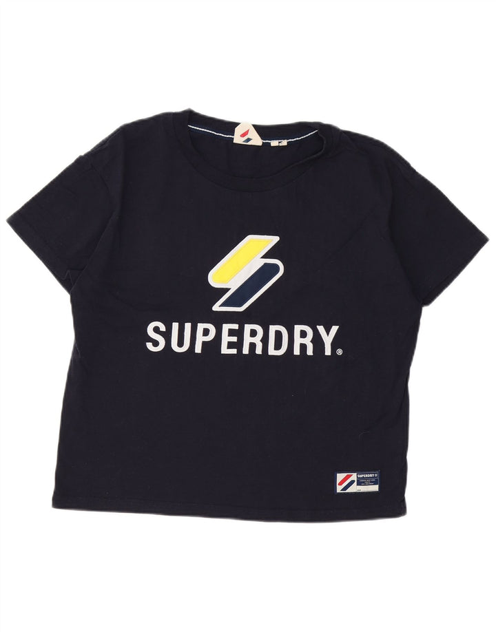 SUPERDRY Camiseta gráfica para mujer Top UK 12 Medium Azul marino Algodón