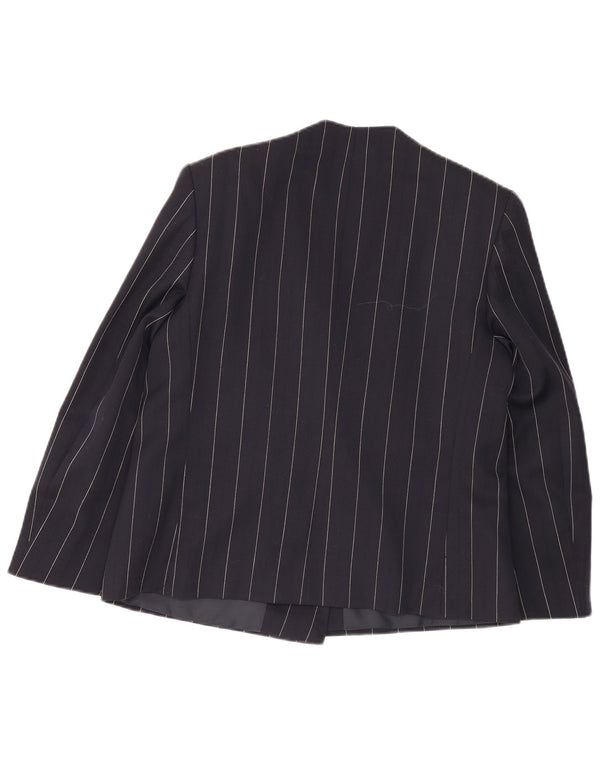 ELENA MIRO Chaqueta Blazer de 2 Botones para Mujer UK 18 XL Lana a Rayas Azul Marino