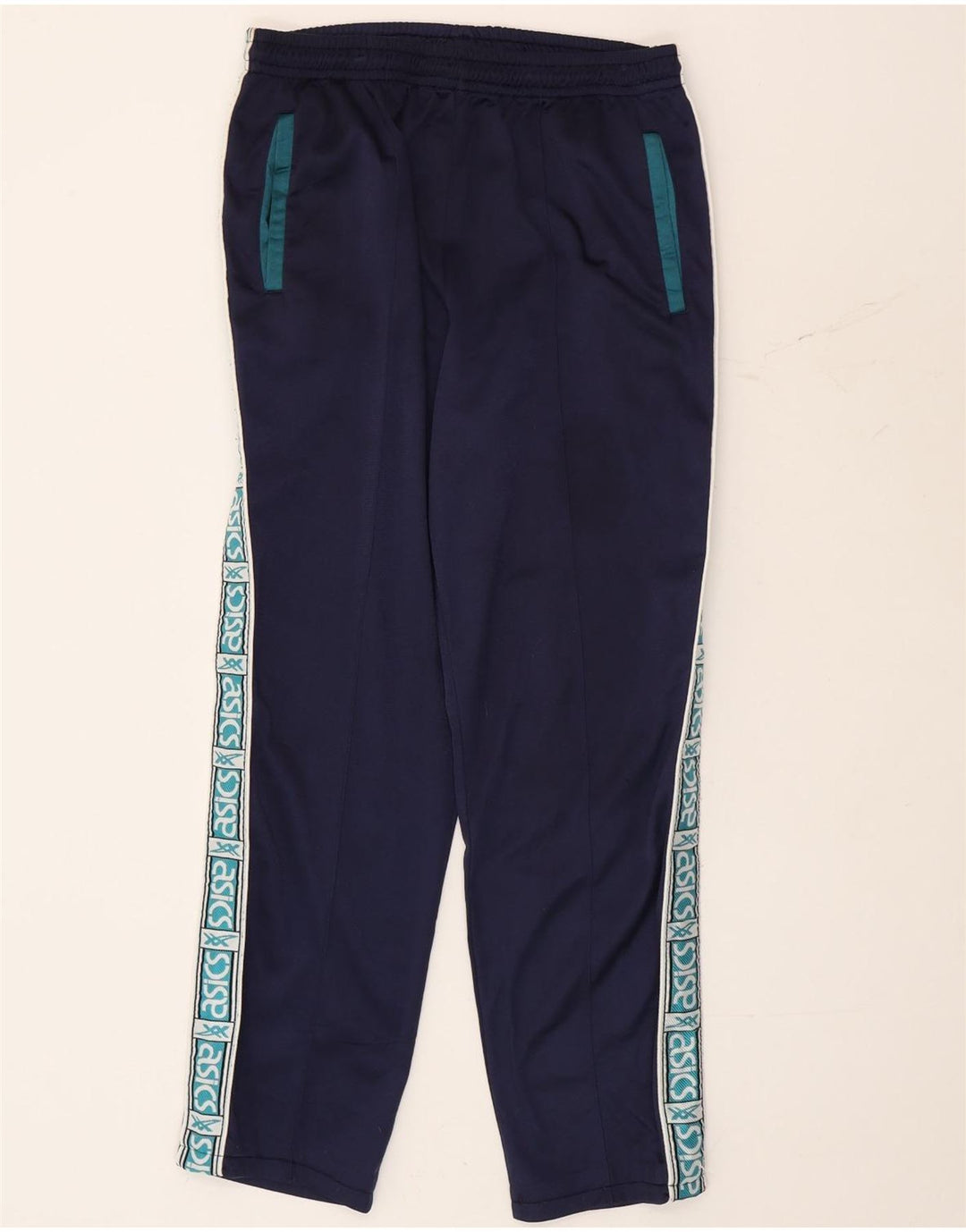Asics Hombre Pantalones De Chándal Gráfico Medium Azul Marino Colorblock