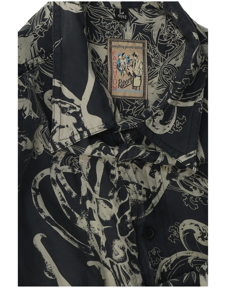 REPORT Camisa Manga Corta Hombre Talla 41/42 Grande Azul Marino Paisley