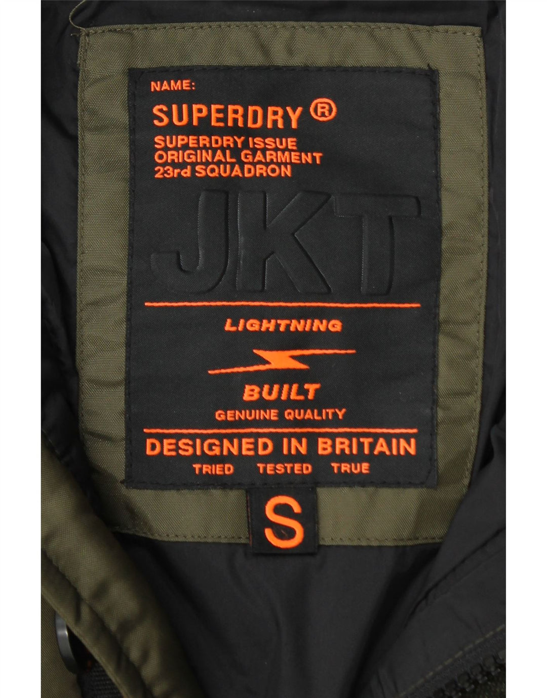 SUPERDRY Chaqueta acolchada con capucha para hombre UK 36 Small Khaki Nylon