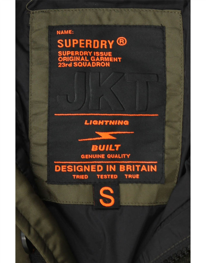 SUPERDRY Chaqueta acolchada con capucha para hombre UK 36 Small Khaki Nylon