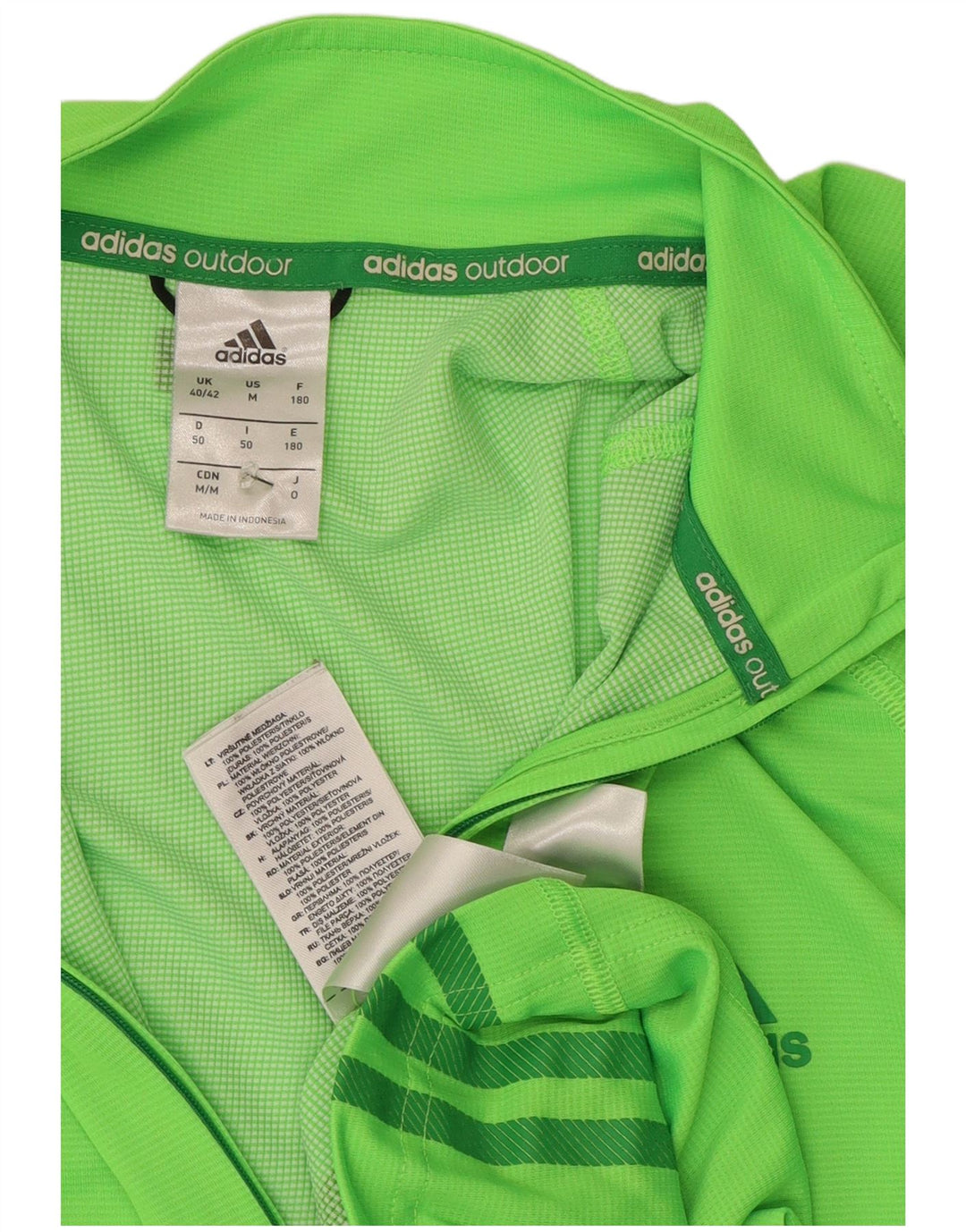 Adidas - Chándal con cremallera y cuello para hombre, talla 40/42, poliéster verde medio