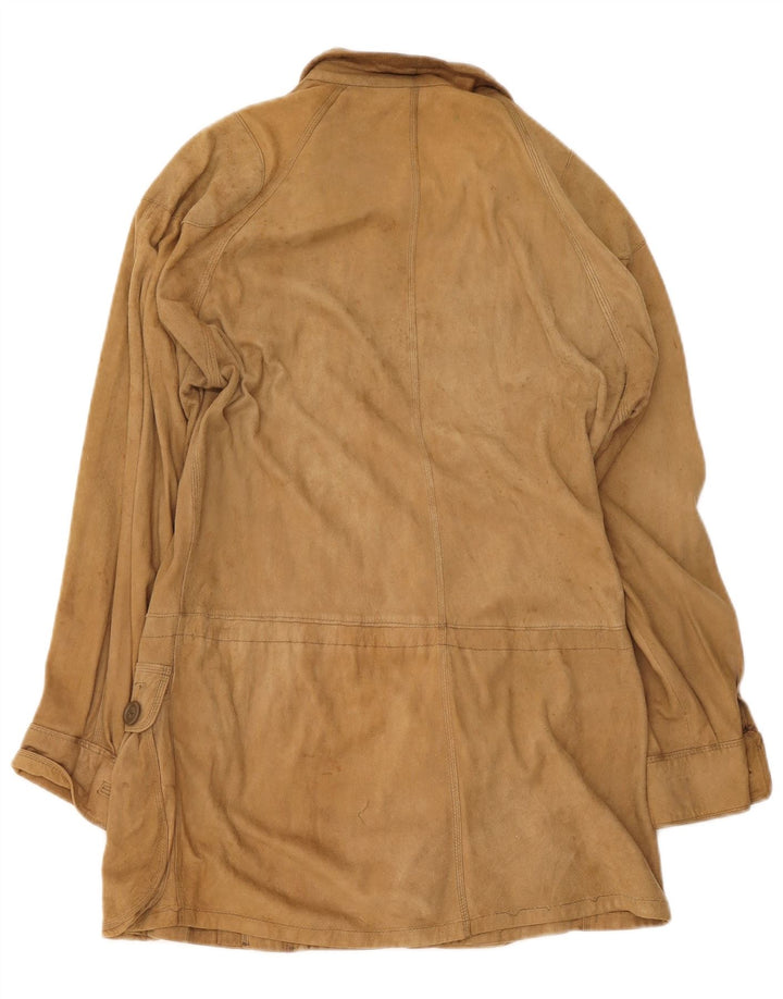 Vintage mujer ante abrigo Reino Unido 8 pequeño beige