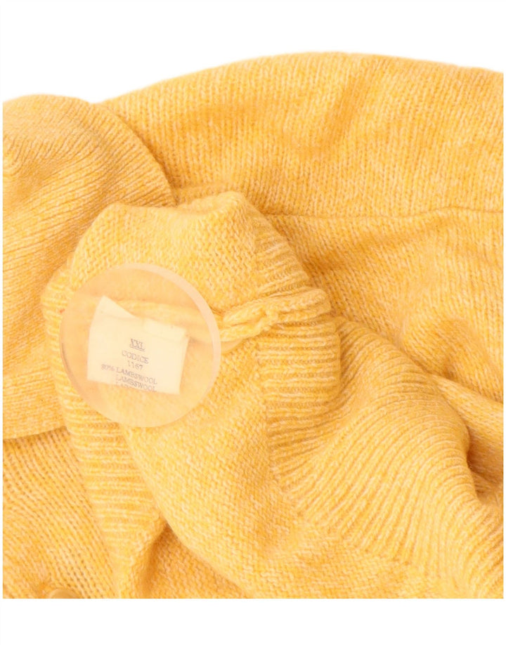 VINTAGE Jersey de cuello polo para hombre 2XL Lana de cordero amarilla