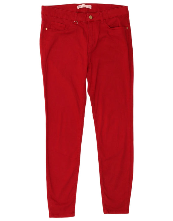 Zara Mujer Pantalones Casuales Pitillo EU 40 Medium W30 L27 Rojo