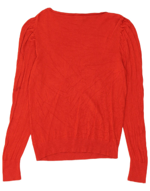 BCBGMAXAZRIA Suéter tipo jersey con cuello barco para mujer UK 44 Viscosa roja grande