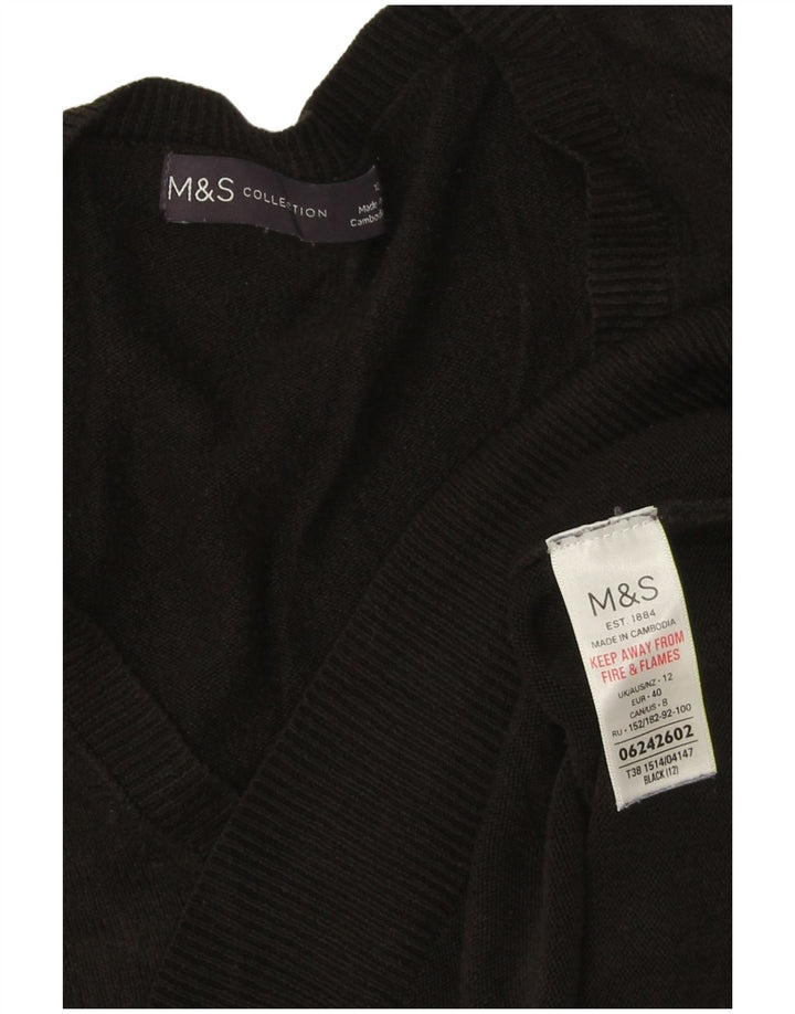 Marks & Spencer Suéter con Cuello en V para Mujer UK 40 Medio Negro Acrílico